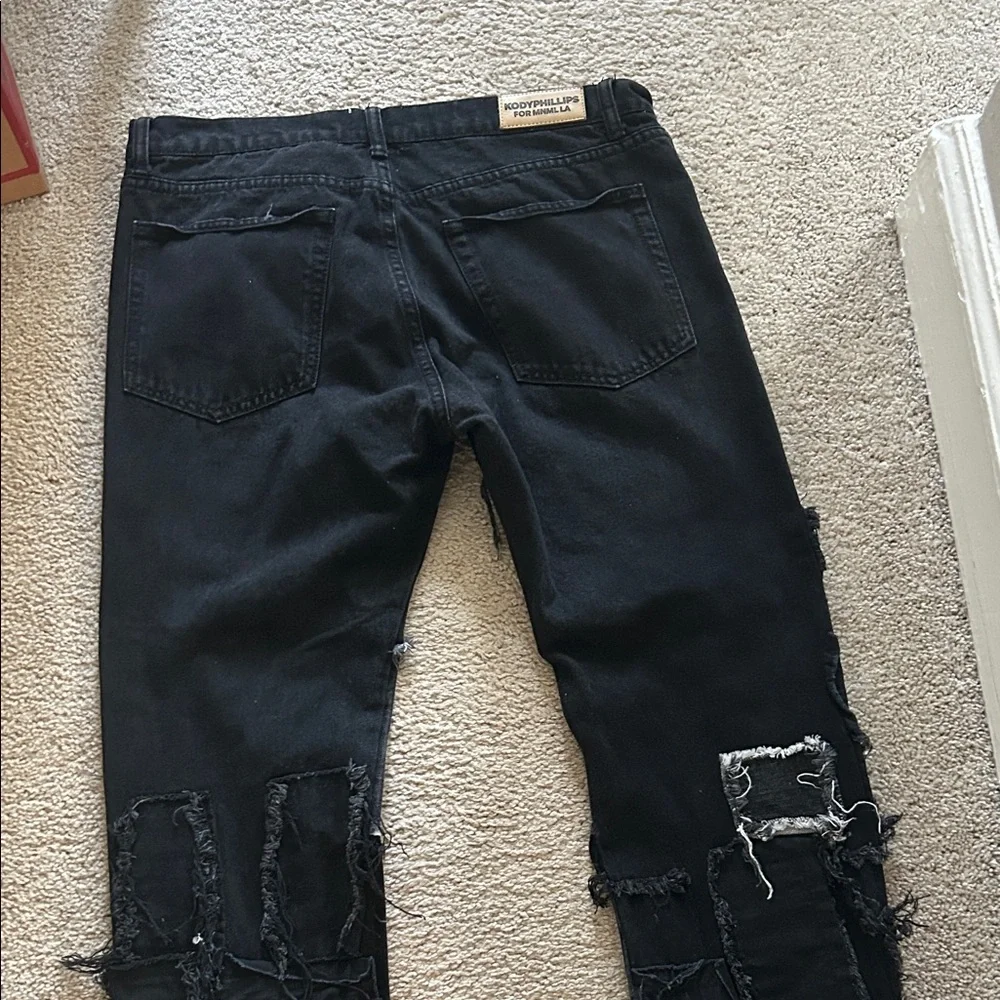 MNML Black Slim Ripped Jeans